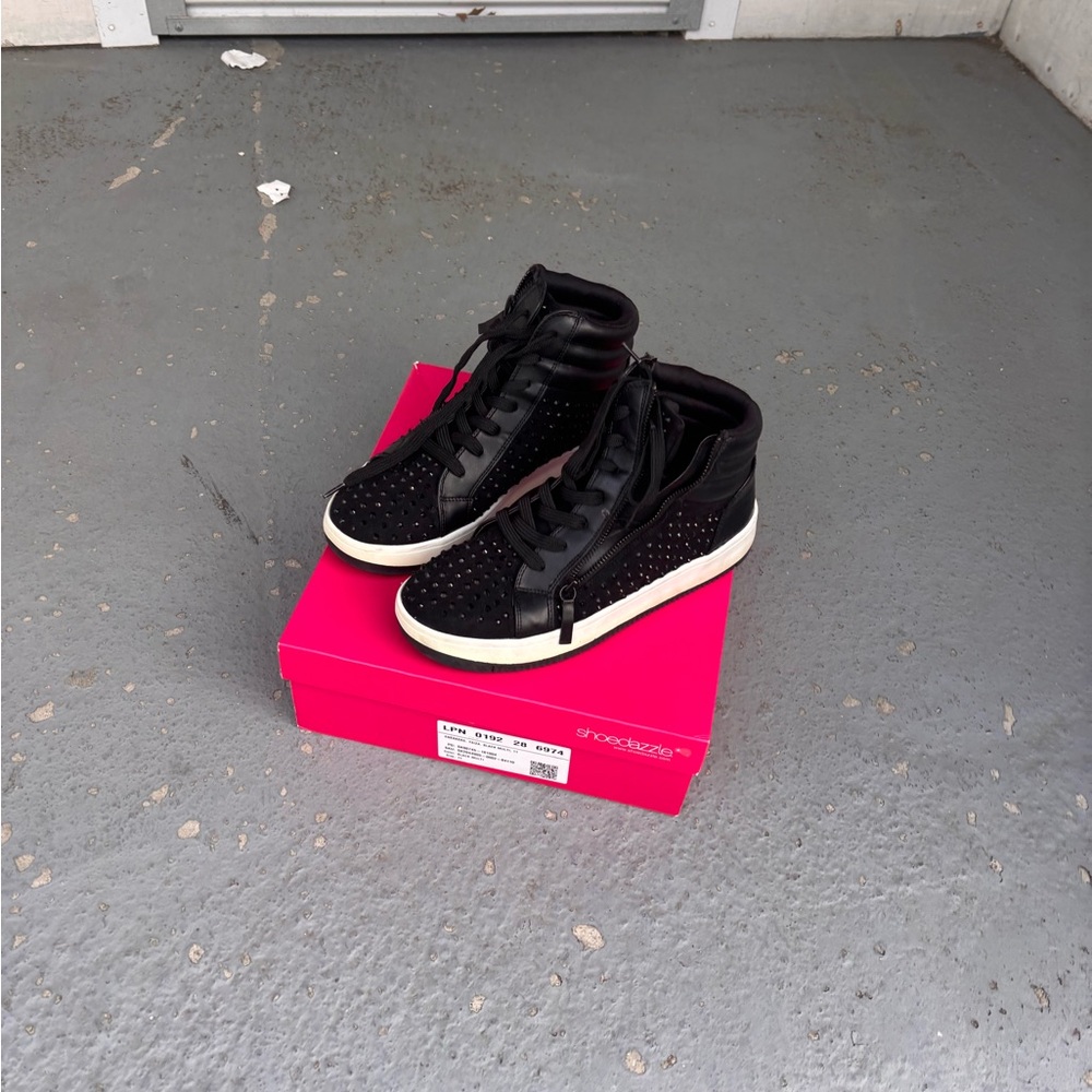 Shoe Dazzle Black Studded Sneakers